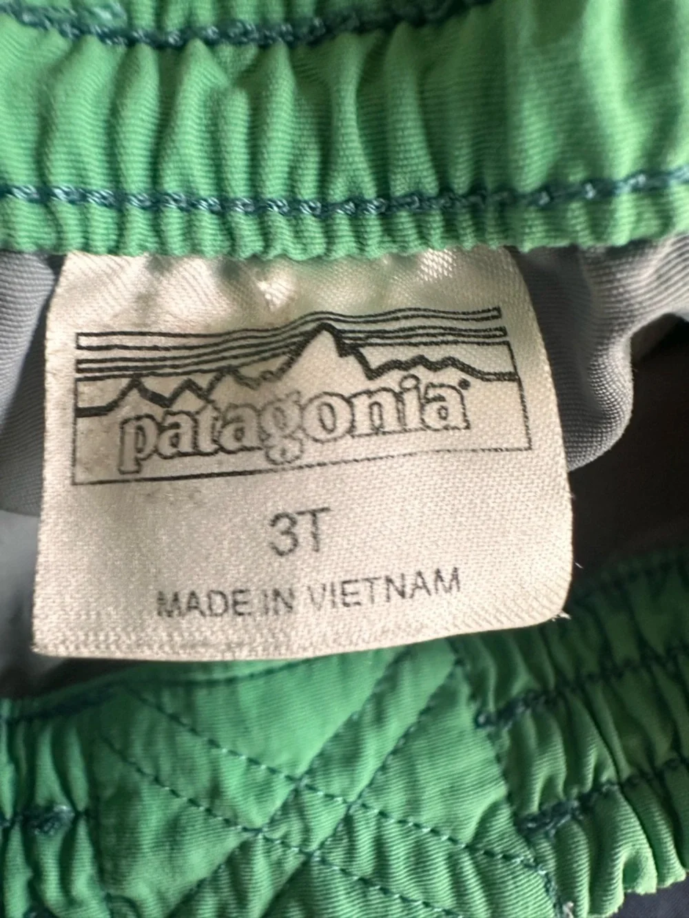 Patagonia Toddler Baggies Shorts 3T Colorblock Green Navy Gray Outdoor
